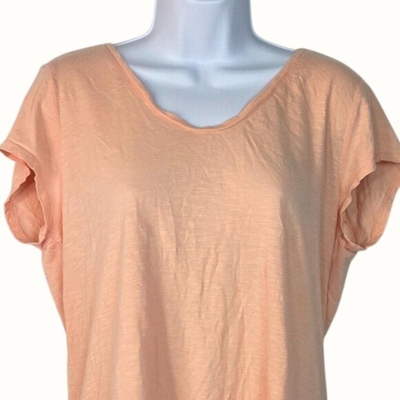 Ann Taylor Loft Sunwashed T-Shirt X-L Peach Cotton Short Sleeves - Picture 2 of 6